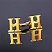 U7 Men's 18K Gold Plated Initial Cufflinks (Letter H)