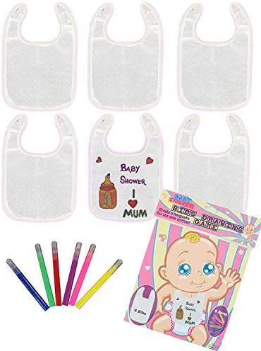 3 X Baby Shower Bibs Drawing Game