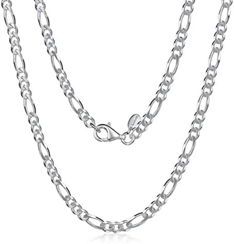 925 Sterling Silver Necklace For Men Flat Figaro Chain 3 9 Mm Thick Length 20 Inch 50 Cm Amazon Com Au Fashion