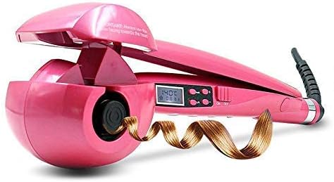 Automatic Hair Curler Ceramic Curling Wand Auto Rotating Spray Electric Hair Curler with LCD Digital Display, Pink