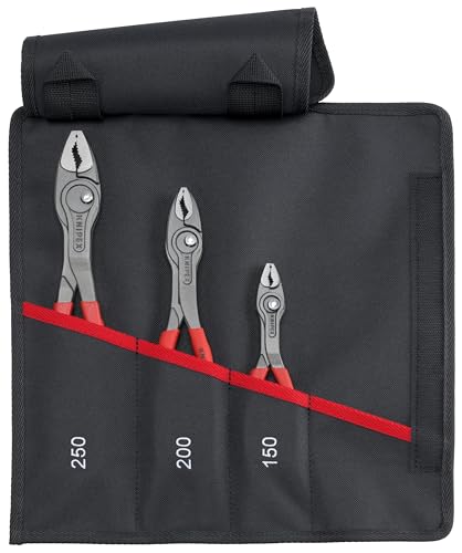KNIPEX Tools 00 19 61 V01 3 Pc TwinGrip Pliers Set in a Tool Roll, Plastic Dipp…