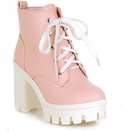 Sfnld Women's Fall Autumn Chunky Heel Pump Shoes Ankle Boots Pink 7.5 B(M) US