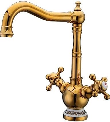 XXW HOME Antique Ti-PVD Finish Brass One Hole Two Handle Ceramic Base Rotatable Kitchen Faucets