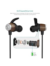 dodocool Auriculares Bluetooth, Wireless Cancelación de Ruido Auriculares HD con micrófono Auriculares in ear Deporte IPX5 Impermeable Madera auricular para la mayoría de dispositivos inteligentes Bluetooth Negro