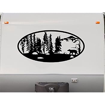 Rear Quarter Sunset, Palm Tree, Mountain Graphic for all Campers and