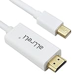 aLLreLi 9.8ft Mini DisplayPort to HDMI Cable | Mini DP to HDMI | Thunderbolt Compatible | Full HD 1080p | 24k Gold Plated Connectors | Video+Audio - White 3 Meter 9.8 feet