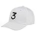 Embroider Hats Number 3 Cool Baseball Caps, Hip Hop Casquette, Adjustable sunbonnet Cotton Polo Style Low Profile Plain Caps, FREE, White