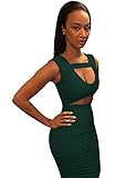 Allegrace Women Sexy Stretch Bodycon Mid Bandage Party Dress Army Green L