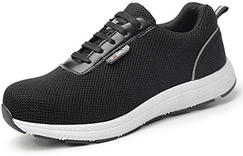 Mens Toe Cap Safety Shoes Work Lace Up Comfortable Lightweight Non Slip Walking Trainers Ankle Boots Mesh Hiker Black Blue Size UK 3.5-11