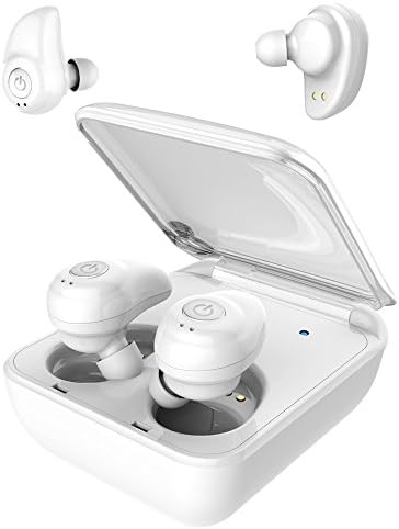 Wireless Headphones,Hiwill V4.1 Bluetooth Earbuds Sweatproof Earphones with Charging Box,Mini Invisible Stereo Headset White