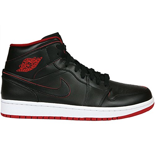 Nike Men's Air Jordan 1 Mid BLACK/BLACK-WHITE-GYM RED Basketball Shoe - 12.5 D(M) US