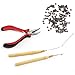 Neitsi® Hair Extension Remove Pliers + Pulling Hook + Bead Device Tool Kits for Nano Rings Beads Loops (with Brown# Nano Rings)