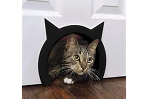 The Kitty Pass Cat Door for Interior Door - Cat Hole Kitty Door for Hidden Litter Box - Special Midnight Edition - Pet Door for Cats up to 21 lbs - Jet Black Cat Door Interior Door