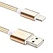 AreaJD 2Pack 6ft Braided Micro USB 2.0 Type C Cable with Reversible Connector for New Macbook 12'', Nexus 6P, 5X, OnePlus 2, Lumia 950, 950XL, ChromeBook Pixel, Nokia N1 (Golden and Pink)