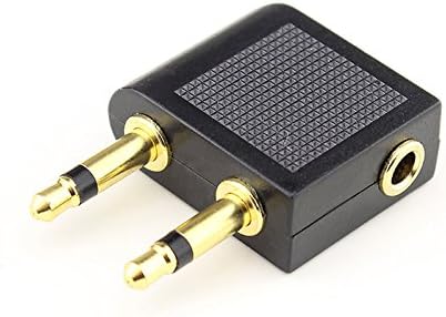 1Pcs 3.5mm to 2 x 3.5 mm Stereo Ear Headset Headphone Audio Adapter Connector Jack to Air Aircraft Airline Airplane