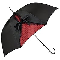 Kung Fu Smith Black Lace Parasol Umbrella for Women, Vintage Victorian Windproof Umbrella, British London Rain Umbrella, UV Protection