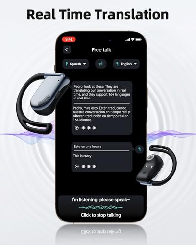 AI Translation Earbuds Real Time 164 Languages Translator Ear Buds 90H Playtime Wireless Translating Earbuds with LED Display AI Headphones Audifonos Traductores for Travel Business Learning Graphite