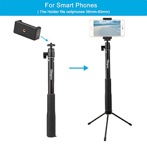 YiSeyruo-Selfie-Stick-Extendable-Monopod-with-Tripod-Stand-for-GoPro-Hero-543321Session-Samsung-Gear-3604K-Action-Camera-Ricoh-Theta-S-Olympus-M15-Camera-360fly-4K-YI-4K-and-Cell-Phones