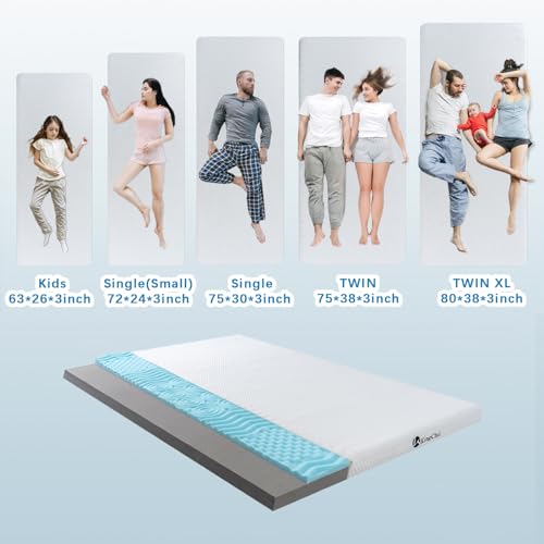 KingChii CertiPUR-US Memory Foam Camping Mattress, Portable Roll Up Travel Car Camping Mattress Sleeping Pad & Floor Mattress, Cot Mattress Guest Bed for Sleepover with Waterproof Cover & Travel Bag