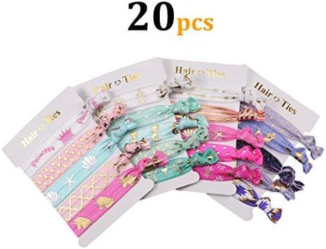 JoyLionKay Cute Mermaid Unicorn Hair Ties Birthday Party Favors Supplies Gifts for Girls Bracelets Ribbon Ponytail Holders Elastic Colorful Hair Bands Headwear(20 PCS)