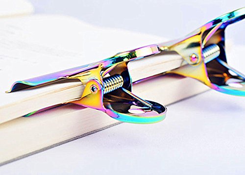 Creative Rainbow Paper Clips, Office Supplier Metal Wire Binder Clips, Colorful Hollow Out Paper Organizer, for Chip & Bag and Food Heavy Duty Clips Home Accessories (6 Pcs) - Thumbnail 3