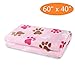 KOOLTAIL Large Dog Fleece Blanket - Pet Throw Bed Blankets Paw Print 60