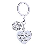 Fashion road Mother Daughter Keychain, Love Hollow Heart Pendant Keychain Gifts for Mom Daughter