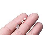 Sterling Silver Cute Small Flower CZ Stud Earring for Womens-Girls