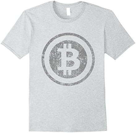 Mens Vintage Bitcoin T-Shirt For Crypto Currency Traders Small Heather Grey