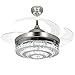 42 in Fandelier Crystal Ceiling Fans with Lights Retractable Blades Fan Remote Control Light 42 inch Fans Chandelier Lighting Indoor Fan, Living, Dining Room, Bedroom Fandelier Fan 42