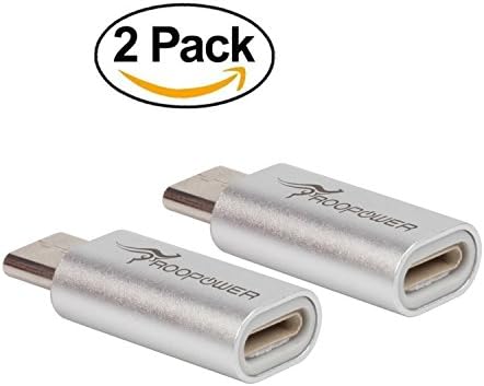 Lightning to Type C Adapter 2-Pack, Roopower Type C(USB C) Male to 8-Pin Lightning Female Charge and Sync Adapter Converter via Lighting Cable for Samsung S8/S8+, MacBook and Othr USB-C Devices-Silver
