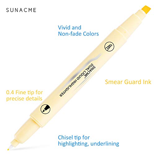 Highlighters, Double Ended Highlighter, 12 Assorted Colors Chisel Tip & Fine Tip Highlighter