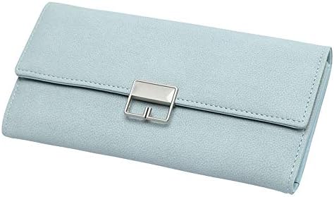 Vnlig Long Ladies Clutch Bag Personality Multi-function Folding Soft Leather Wallet (color : Light blue)