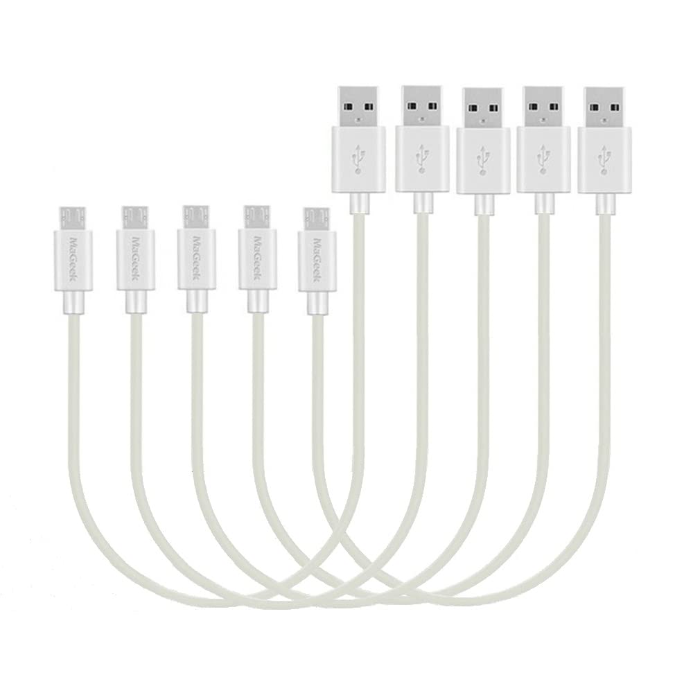MaGeek [Pack of 5pcs] 0.3m Premium Micro USB Cables High Speed USB 2.0 A Male to Micro B Sync and Charge Cables for Samsung, HTC, Sony, Motorola, LG, Google, Nokia and More (White)