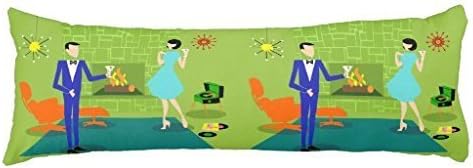 Himoud Mid Century Modern Couple Body Pillow Covers Cases With Double Sided 20"x54"