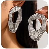 Xerling Irregular Geometric Stud Earrings Exaggerated Texture Statement Earrings for Women