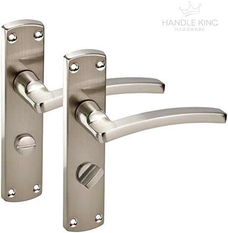 Right Hand Arched Lever Bathroom Door Handles on Backplate