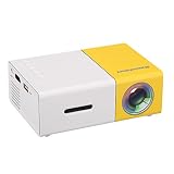 Excelvan YG300 - Mini LED Proyector (300x240p, 4: 3/16: 9, Soporta 1080P, Proyección 24'- 60', Altavoz Incorporado, Batería Externa) Blanco y Amarillo