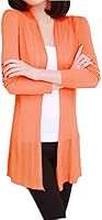 Shawhuaa Womens knitted Slim Fit Open Front Cardigan Sweater Shawl Orange