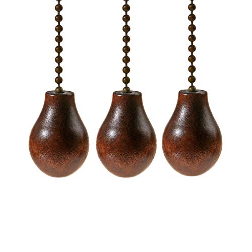 Ceiling Fan Chain Pulls Wooden Pull Chain Extension Pull Chain for Ceiling Light Lamp Fan Chain Walnut Color 3 Pack