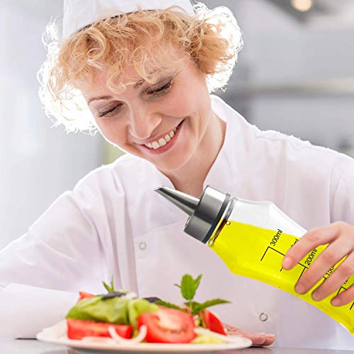 Blasoul Olive Oil Dispenser Bottle with Stainless Steel Easy Pour Spout,14 Ounce Olive Oil Bottles and Vinegar Cruet for Kitchen,Cooking Oil Cruet with Degree Scale