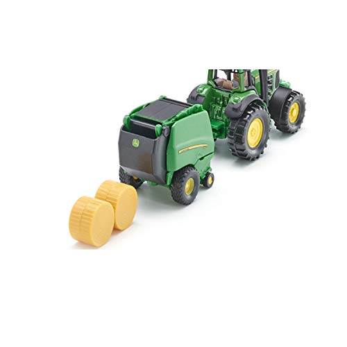 SIKU 1665, John Deere Traktor mit Ballenpresse inkl. 2 Ballen, Metal/Kunststoff, Grün, Bewegliche Teile – Bild 5