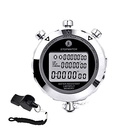 Rolilink Stopwatch, Metal Stop Watch 10 Lap Memory Stopwatch Timer
