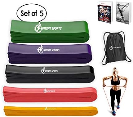 INTENT SPORTS Pull Up Assist Bands – Assistance and Resistance Bands for Pull-Up, Fitness, Body Stretching, Mobility Work, Powerlifting, Weightlifting, Exercises - Heavy Duty - Single/Set - eBook!
