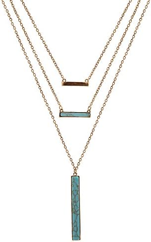 Beads Circle Hand 3 Layers Chain Choker Bib Statement Necklace Pendant (Gold)