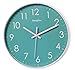 SonYo Indoor Non-Ticking Silent Quartz Modern Simple Wall Clock Digital Quiet Sweep Movement Office Decor 10 Inch (Bluegreen)