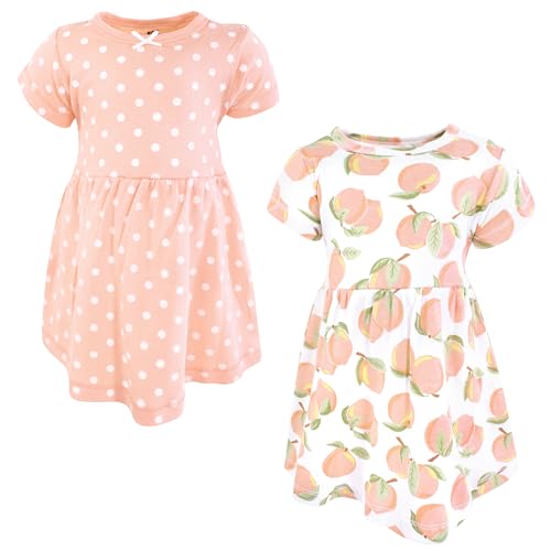 Hudson Baby Infant and Toddler Girls Cotton Dresses, Sweet Peach, 3-6 Months