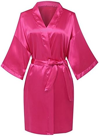 Kissria Women's Kimono Bridesmaids Robe Satin Lounge Short Style for Wedding and Bath