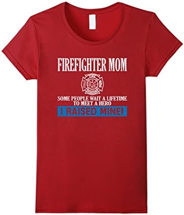 Women's Firefighter Mom Shirt Large Cranberry