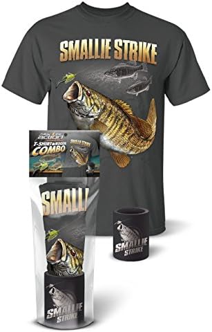 Follow the Action Smallmouth Bass Smallie Strike T-Shirt and Koozie Combo Gift Set (XX-Large)